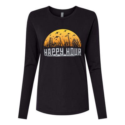 Happy Hour Duck Hunting Hunter Womens Cotton Relaxed Long Sleeve T-Shirt