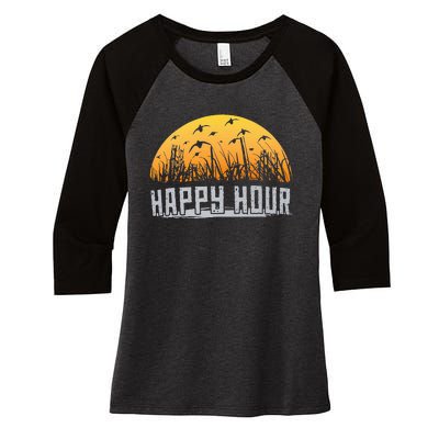 Happy Hour Duck Hunting Hunter Women's Tri-Blend 3/4-Sleeve Raglan Shirt