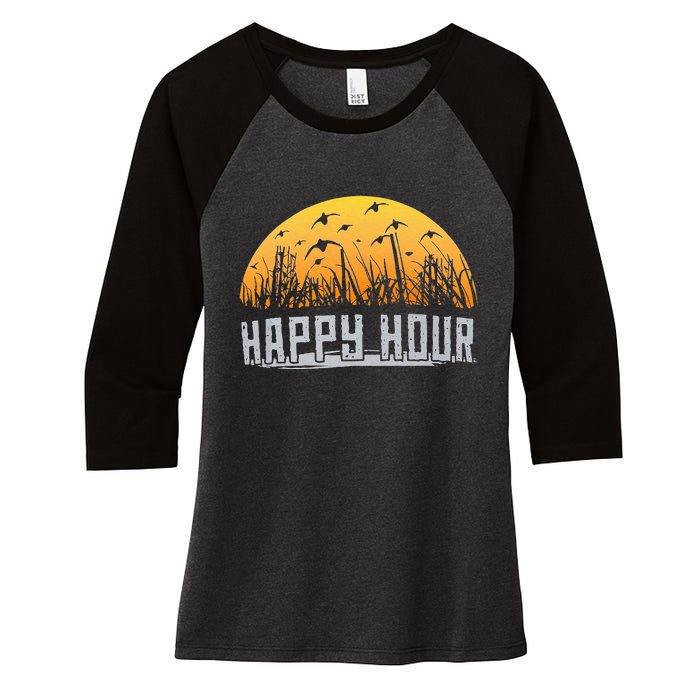 Happy Hour Duck Hunting Hunter Women's Tri-Blend 3/4-Sleeve Raglan Shirt