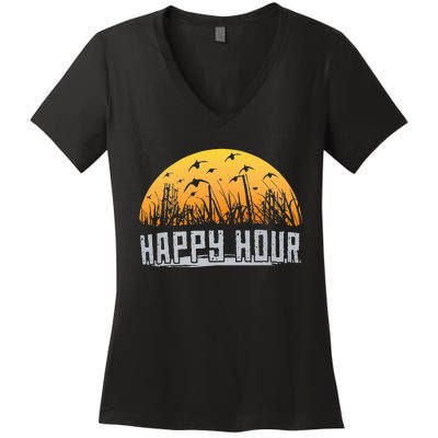 Happy Hour Duck Hunting Hunter Women's V-Neck T-Shirt