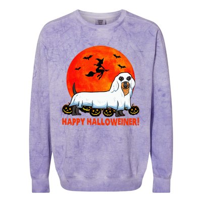 Happy Halloweiner Dachshund Halloween Costume Colorblast Crewneck Sweatshirt