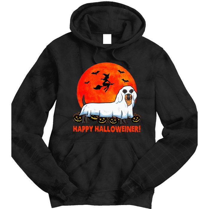 Happy Halloweiner Dachshund Halloween Costume Tie Dye Hoodie