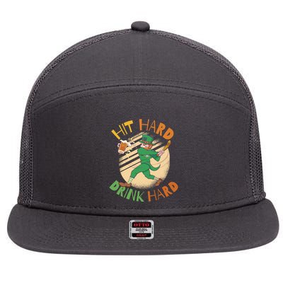 Hit Hard Drink Hard St Patrick's Day 7 Panel Mesh Trucker Snapback Hat