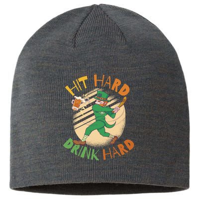 Hit Hard Drink Hard St Patrick's Day Sustainable Beanie