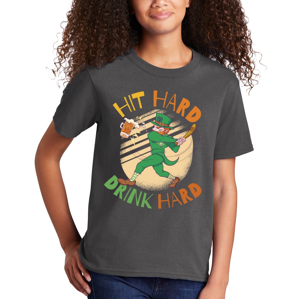 Hit Hard Drink Hard St Patrick's Day Kids T-Shirt