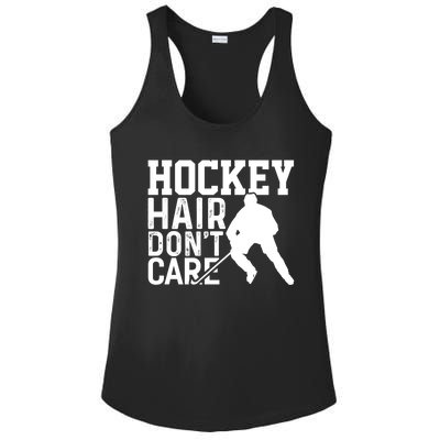 Hockey Hair Don't Care Funny Hockey Cool Gift Ladies PosiCharge Competitor Racerback Tank