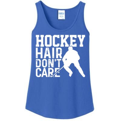 Hockey Hair Don't Care Funny Hockey Cool Gift Ladies Essential Tank