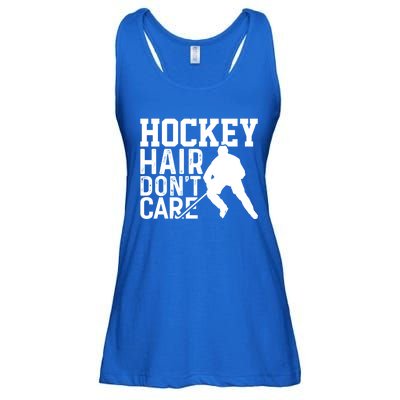 Hockey Hair Don't Care Funny Hockey Cool Gift Ladies Essential Flowy Tank