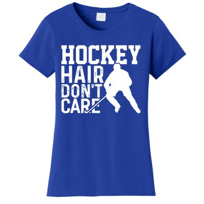 Hockey Hair Don't Care Funny Hockey Cool Gift Women's T-Shirt