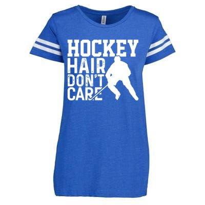 Hockey Hair Don't Care Funny Hockey Cool Gift Enza Ladies Jersey Football T-Shirt