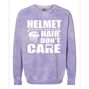 Helmet Hair Dont Care Funny Hockey Player Cute Gift Colorblast Crewneck Sweatshirt