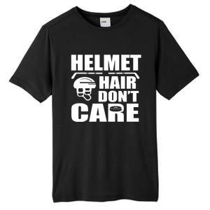 Helmet Hair Dont Care Funny Hockey Player Cute Gift Tall Fusion ChromaSoft Performance T-Shirt