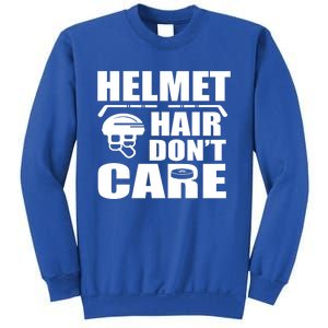 Helmet Hair Dont Care Funny Hockey Player Cute Gift Sweatshirt