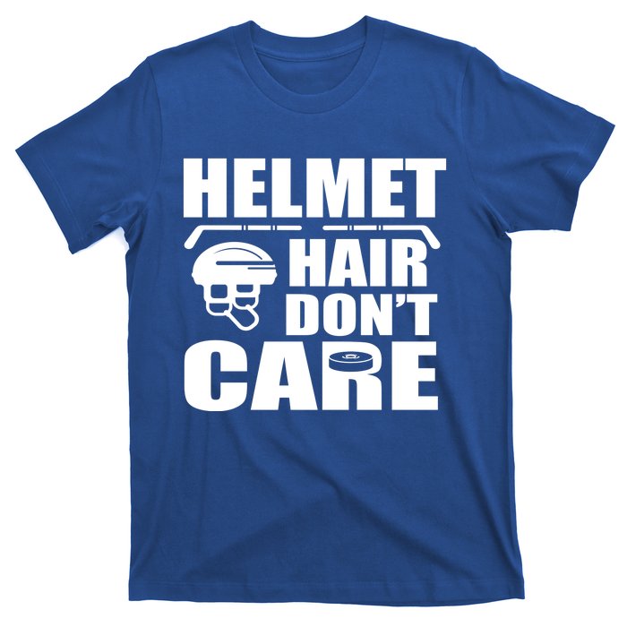 Helmet Hair Dont Care Funny Hockey Player Cute Gift T-Shirt