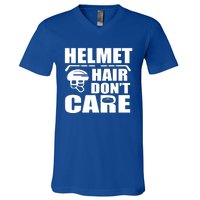 Helmet Hair Dont Care Funny Hockey Player Cute Gift V-Neck T-Shirt