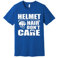 Helmet Hair Dont Care Funny Hockey Player Cute Gift Premium T-Shirt