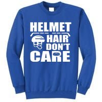 Helmet Hair Dont Care Funny Hockey Player Cute Gift Tall Sweatshirt