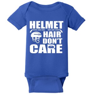 Helmet Hair Dont Care Funny Hockey Player Cute Gift Baby Bodysuit