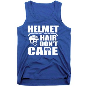 Helmet Hair Dont Care Funny Hockey Player Cute Gift Tank Top