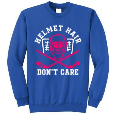 Helmet Hair Dont Care Pink Hockey Mask Player Pride Gift Sweatshirt