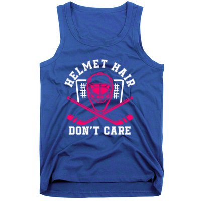 Helmet Hair Dont Care Pink Hockey Mask Player Pride Gift Tank Top