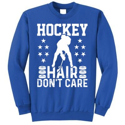 Hockey Hair Don't Care Ice Hockey Player Gift Sweatshirt