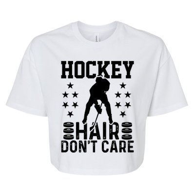 Hockey Hair Don't Care Ice Hockey Player Gift Bella+Canvas Jersey Crop Tee