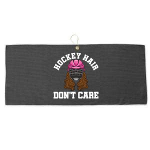 Hockey Hair Dont Care Ice Hockey Player Apprarel And More Gift Large Microfiber Waffle Golf Towel