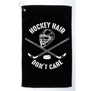 Hockey Hair Dont Care Cute Messy Hair Player Gift Platinum Collection Golf Towel