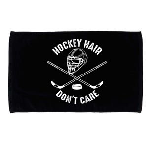 Hockey Hair Dont Care Cute Messy Hair Player Gift Microfiber Hand Towel