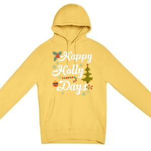 Happy Holly Days Merry Christmas Matching Family Pajamas Great Gift Premium Pullover Hoodie