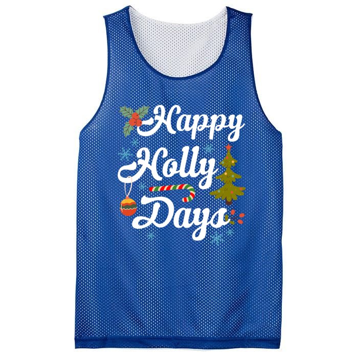 Happy Holly Days Merry Christmas Matching Family Pajamas Great Gift Mesh Reversible Basketball Jersey Tank