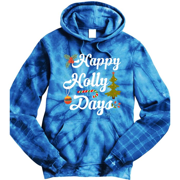 Happy Holly Days Merry Christmas Matching Family Pajamas Great Gift Tie Dye Hoodie