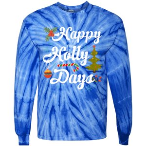 Happy Holly Days Merry Christmas Matching Family Pajamas Great Gift Tie-Dye Long Sleeve Shirt