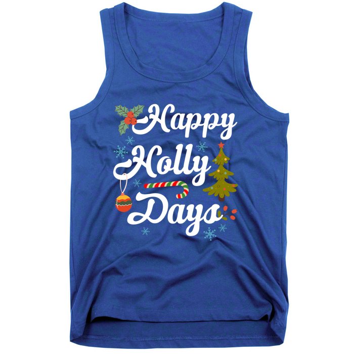 Happy Holly Days Merry Christmas Matching Family Pajamas Great Gift Tank Top