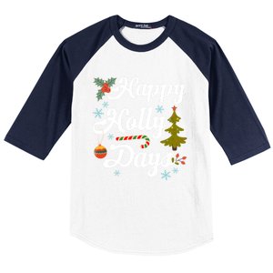 Happy Holly Days Merry Christmas Matching Family Pajamas Great Gift Baseball Sleeve Shirt