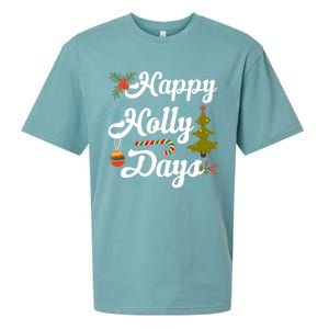 Happy Holly Days Merry Christmas Matching Family Pajamas Great Gift Sueded Cloud Jersey T-Shirt