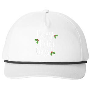 Happy Holly Days Festive Xmas Christmas Matching Family Snapback Five-Panel Rope Hat