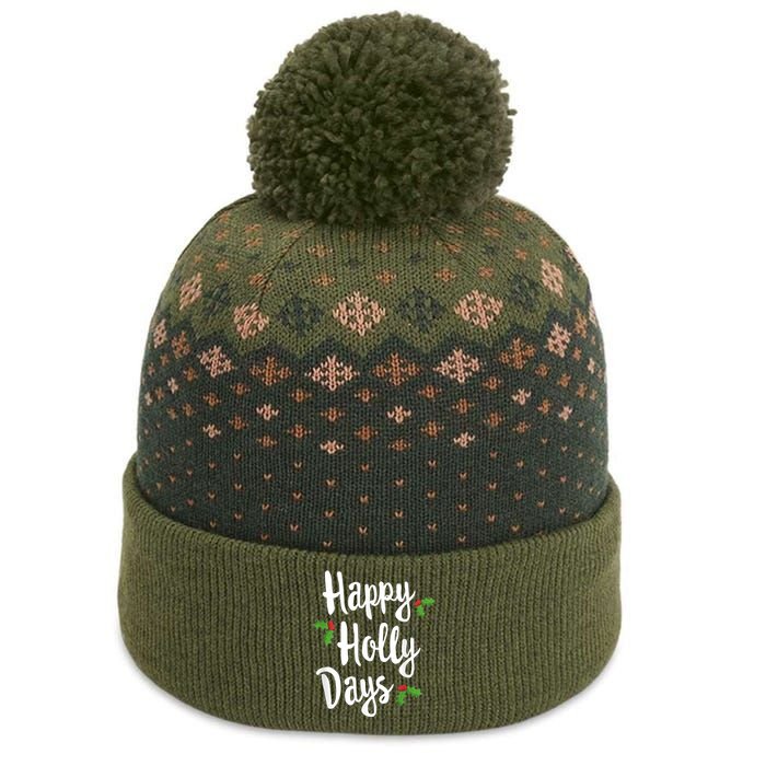 Happy Holly Days Festive Xmas Christmas Matching Family The Baniff Cuffed Pom Beanie