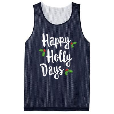 Happy Holly Days Festive Xmas Christmas Matching Family Mesh Reversible Basketball Jersey Tank