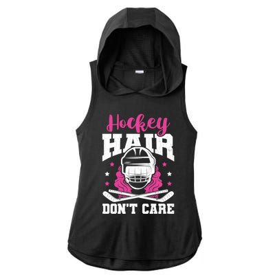 Hockey Hair DonT Care Funny Ice Hockey Player Coach Graphic Gift Ladies PosiCharge Tri-Blend Wicking Draft Hoodie Tank