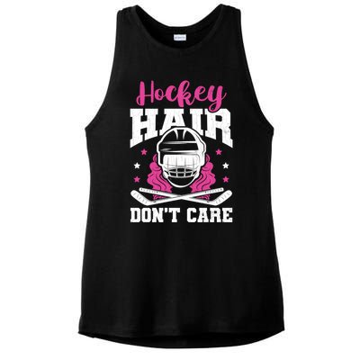 Hockey Hair DonT Care Funny Ice Hockey Player Coach Graphic Gift Ladies PosiCharge Tri-Blend Wicking Tank