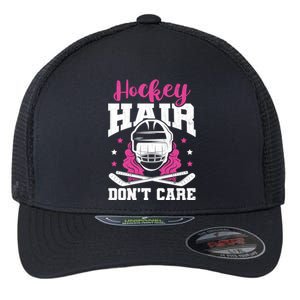 Hockey Hair DonT Care Funny Ice Hockey Player Coach Graphic Gift Flexfit Unipanel Trucker Cap