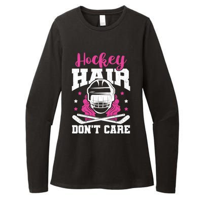 Hockey Hair DonT Care Funny Ice Hockey Player Coach Graphic Gift Womens CVC Long Sleeve Shirt