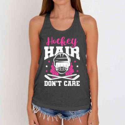 Hockey Hair DonT Care Funny Ice Hockey Player Coach Graphic Gift Women's Knotted Racerback Tank