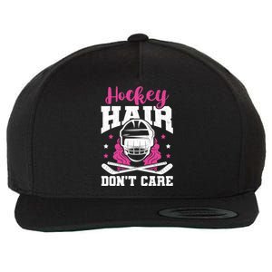 Hockey Hair DonT Care Funny Ice Hockey Player Coach Graphic Gift Wool Snapback Cap