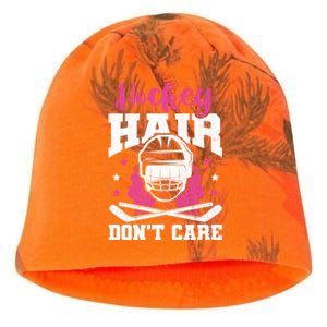 Hockey Hair DonT Care Funny Ice Hockey Player Coach Graphic Gift Kati - Camo Knit Beanie