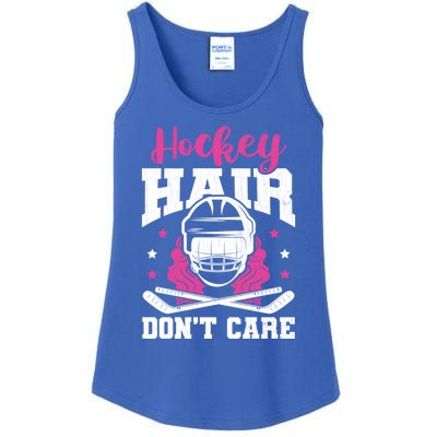 Hockey Hair DonT Care Funny Ice Hockey Player Coach Graphic Gift Ladies Essential Tank