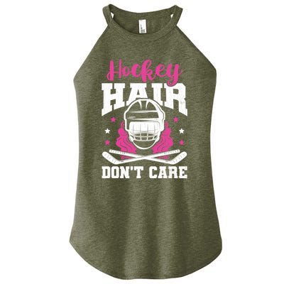 Hockey Hair DonT Care Funny Ice Hockey Player Coach Graphic Gift Women's Perfect Tri Rocker Tank