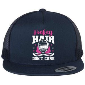 Hockey Hair DonT Care Funny Ice Hockey Player Coach Graphic Gift Flat Bill Trucker Hat